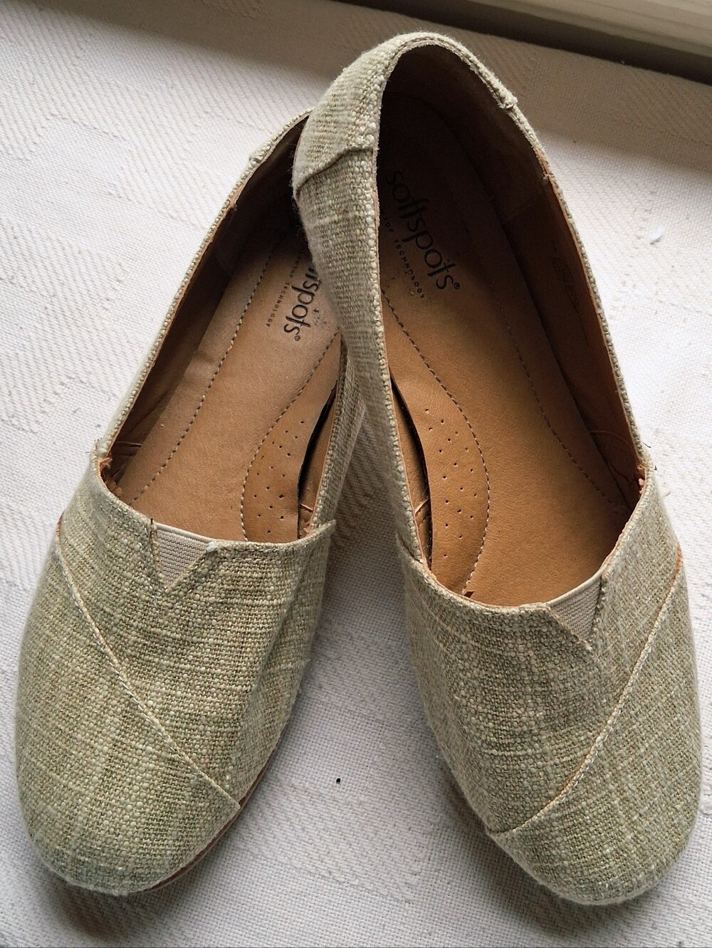 SoftsPots Inspired Women’s Slip-On Flats in Light Olive